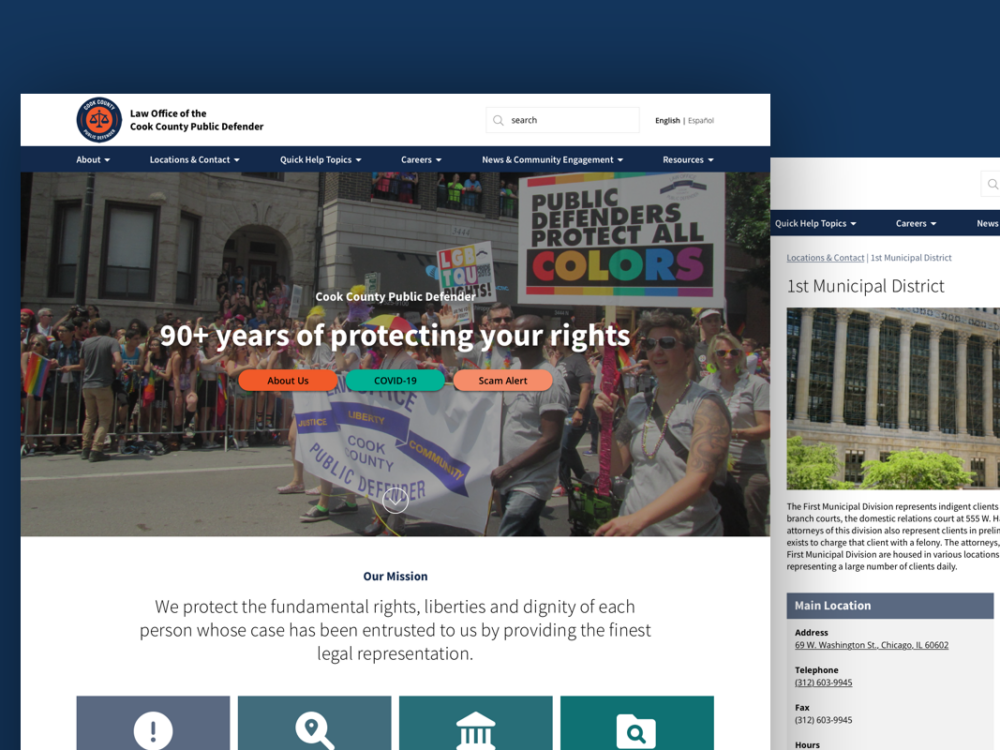 web pages images from the Cook County Public Defender site
