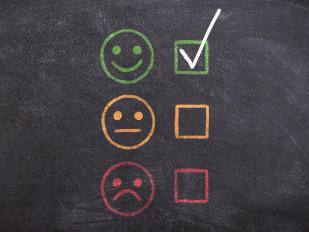 a happy, mid, and sad face that indicate good and bad ways to promote website accessibility